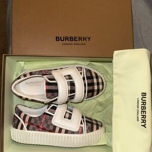 Burberry Kids Sneakers - Black, White, and Red Plaid